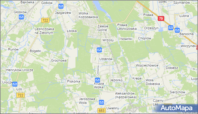 mapa Ustanów, Ustanów na mapie Targeo