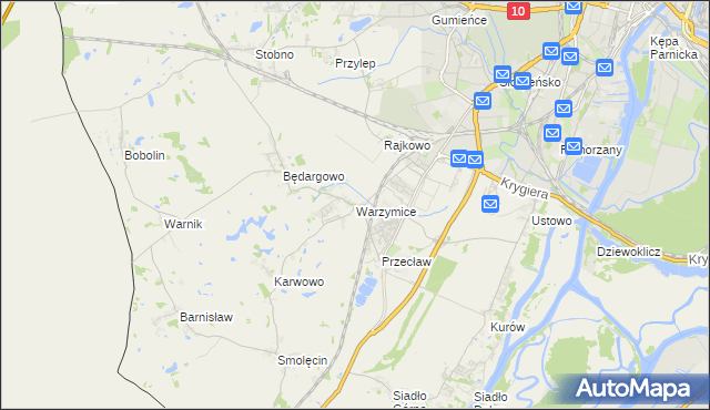 mapa Warzymice, Warzymice na mapie Targeo