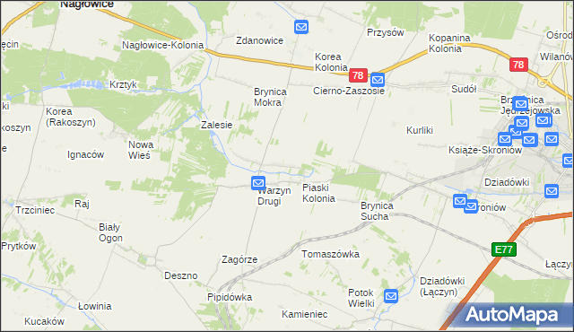mapa Warzyn Pierwszy, Warzyn Pierwszy na mapie Targeo