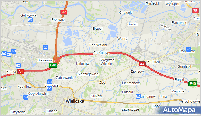 mapa Węgrzce Wielkie, Węgrzce Wielkie na mapie Targeo