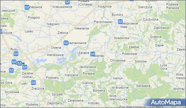 mapa Wieniec gmina Gdów, Wieniec gmina Gdów na mapie Targeo