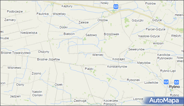 mapa Wieniec gmina Iłów, Wieniec gmina Iłów na mapie Targeo