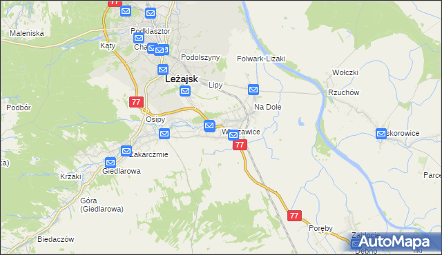 mapa Wierzawice, Wierzawice na mapie Targeo