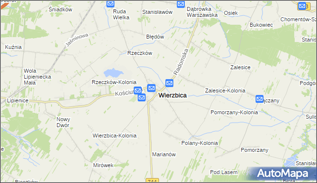 mapa Wierzbica powiat radomski, Wierzbica powiat radomski na mapie Targeo