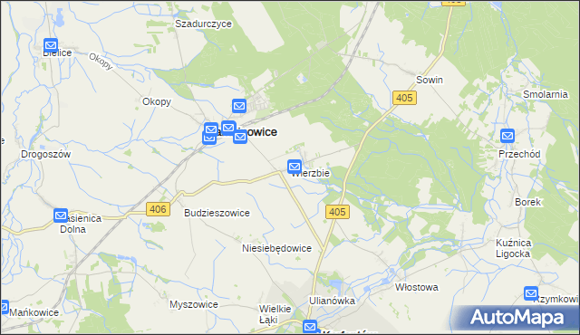 mapa Wierzbie gmina Łambinowice, Wierzbie gmina Łambinowice na mapie Targeo