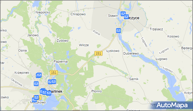 mapa Wierzchno gmina Pełczyce, Wierzchno gmina Pełczyce na mapie Targeo