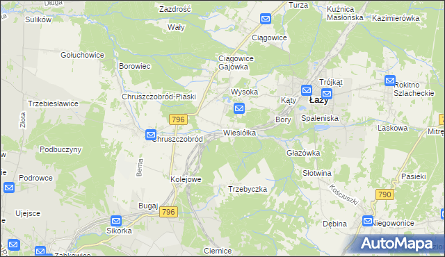 mapa Wiesiółka gmina Łazy, Wiesiółka gmina Łazy na mapie Targeo