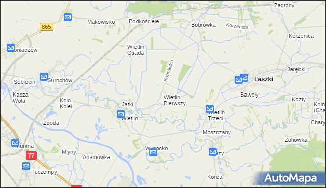 mapa Wietlin Pierwszy, Wietlin Pierwszy na mapie Targeo