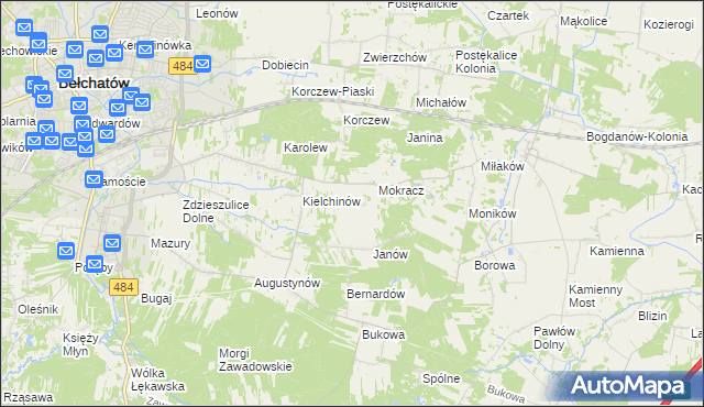 mapa Wiktorów gmina Bełchatów, Wiktorów gmina Bełchatów na mapie Targeo