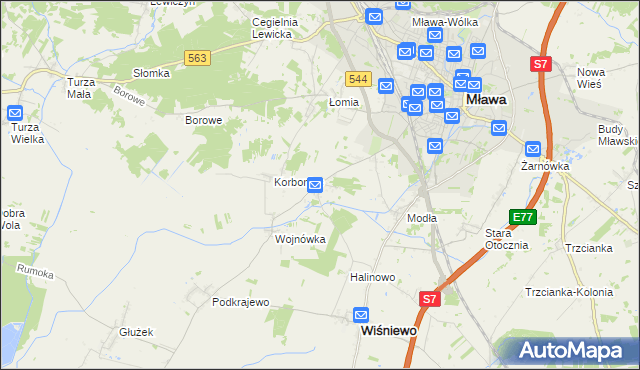 mapa Wiśniewko gmina Wiśniewo, Wiśniewko gmina Wiśniewo na mapie Targeo