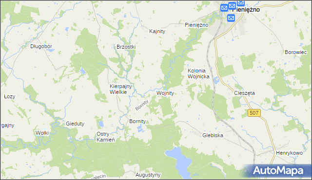 mapa Wojnity, Wojnity na mapie Targeo