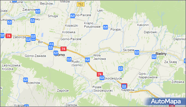 mapa Wola Jachowa, Wola Jachowa na mapie Targeo