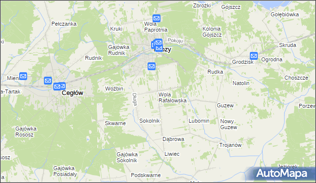 mapa Wola Rafałowska gmina Mrozy, Wola Rafałowska gmina Mrozy na mapie Targeo