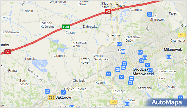 mapa Wólka Grodziska gmina Grodzisk Mazowiecki, Wólka Grodziska gmina Grodzisk Mazowiecki na mapie Targeo