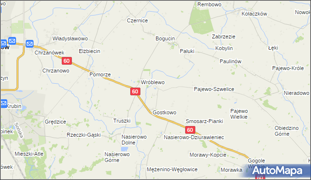 mapa Wróblewko, Wróblewko na mapie Targeo
