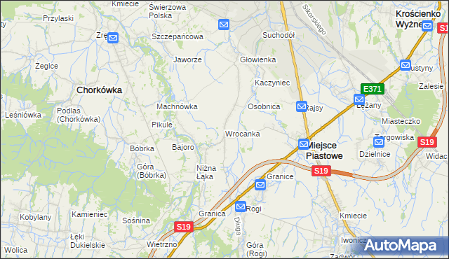 mapa Wrocanka gmina Miejsce Piastowe, Wrocanka gmina Miejsce Piastowe na mapie Targeo