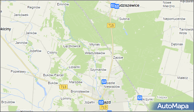 mapa Wykno gmina Ujazd, Wykno gmina Ujazd na mapie Targeo