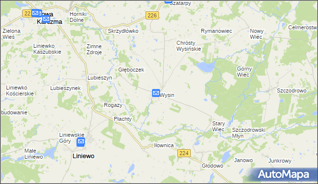 mapa Wysin, Wysin na mapie Targeo