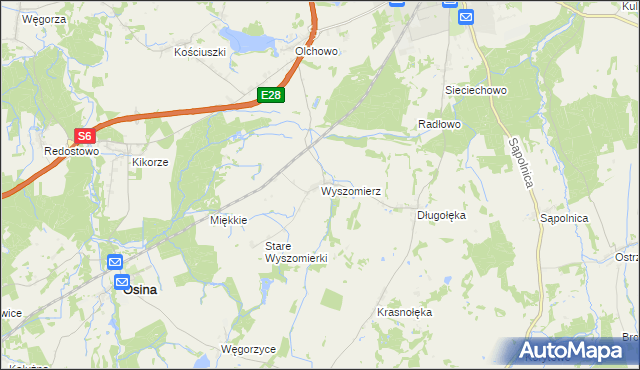 mapa Wyszomierz gmina Nowogard, Wyszomierz gmina Nowogard na mapie Targeo