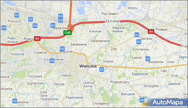 mapa Zabawa gmina Wieliczka, Zabawa gmina Wieliczka na mapie Targeo