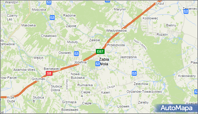 mapa Żabia Wola powiat grodziski, Żabia Wola powiat grodziski na mapie Targeo