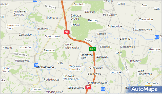 mapa Zagórzyce Dworskie, Zagórzyce Dworskie na mapie Targeo