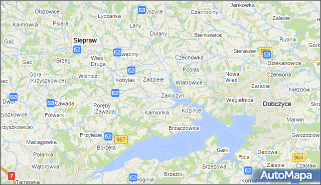 mapa Zakliczyn gmina Siepraw, Zakliczyn gmina Siepraw na mapie Targeo