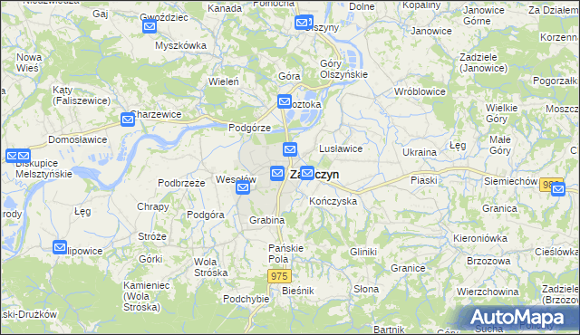 mapa Zakliczyn powiat tarnowski, Zakliczyn powiat tarnowski na mapie Targeo