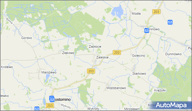 mapa Zaleskie gmina Ustka, Zaleskie gmina Ustka na mapie Targeo