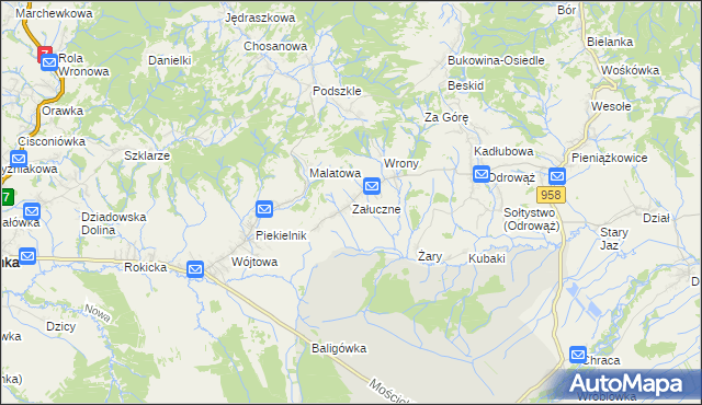 mapa Załuczne, Załuczne na mapie Targeo