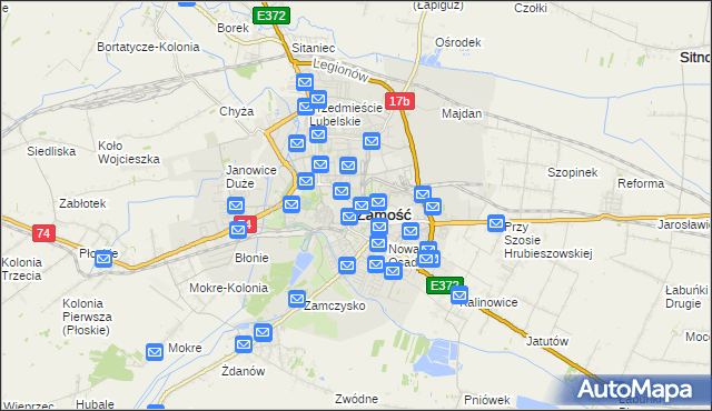 mapa Zamościa, Zamość na mapie Targeo