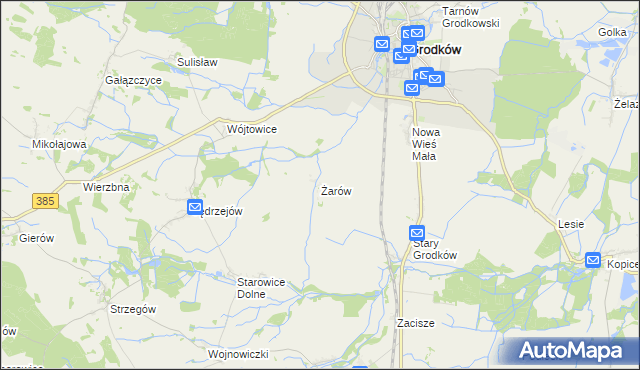 mapa Żarów gmina Grodków, Żarów gmina Grodków na mapie Targeo