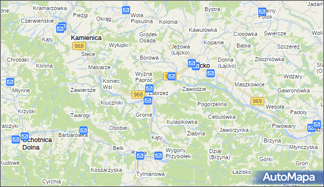 mapa Zarzecze gmina Łącko, Zarzecze gmina Łącko na mapie Targeo