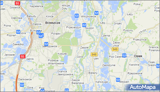 mapa Zasole, Zasole na mapie Targeo