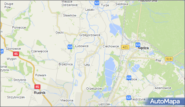 mapa Zawada Książęca, Zawada Książęca na mapie Targeo