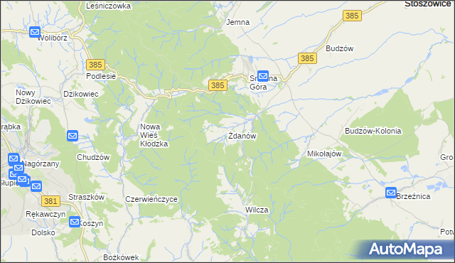 mapa Żdanów gmina Stoszowice, Żdanów gmina Stoszowice na mapie Targeo