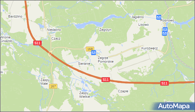 mapa Zegrze Pomorskie, Zegrze Pomorskie na mapie Targeo