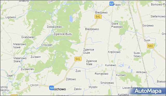 mapa Zglenice Duże, Zglenice Duże na mapie Targeo