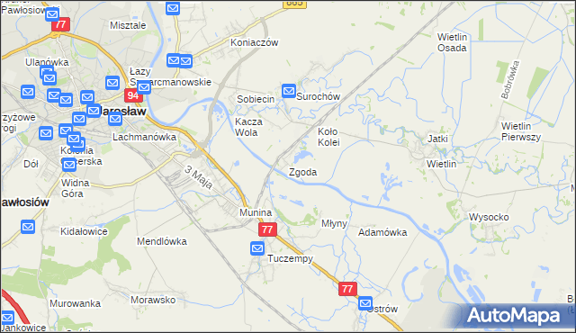mapa Zgoda gmina Jarosław, Zgoda gmina Jarosław na mapie Targeo