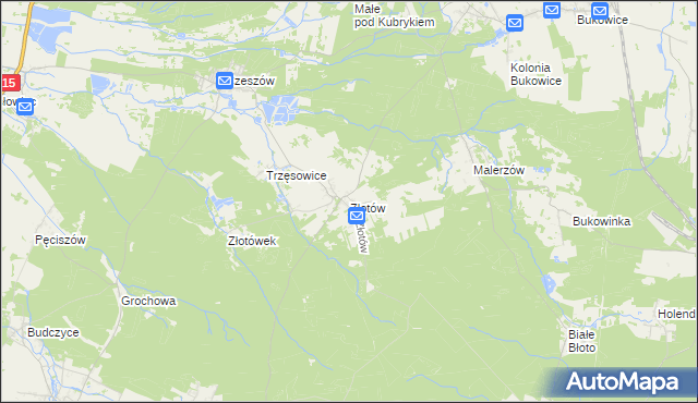 mapa Złotów gmina Zawonia, Złotów gmina Zawonia na mapie Targeo