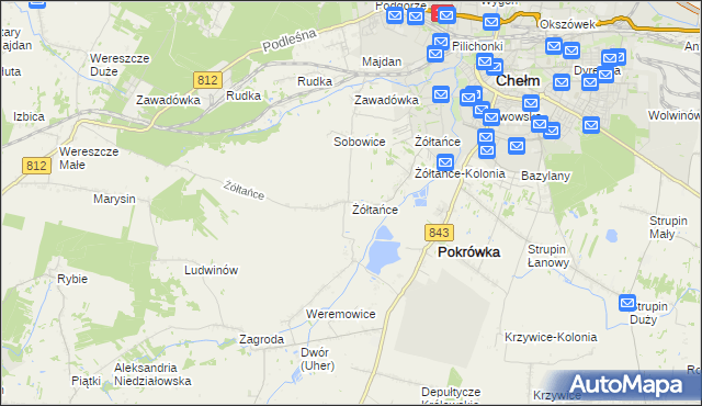 mapa Żółtańce, Żółtańce na mapie Targeo