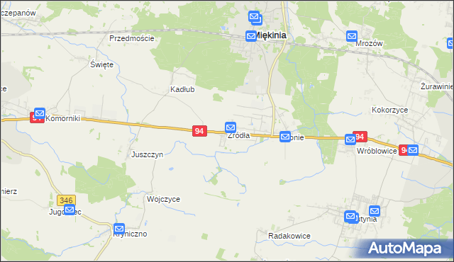 mapa Źródła gmina Miękinia, Źródła gmina Miękinia na mapie Targeo