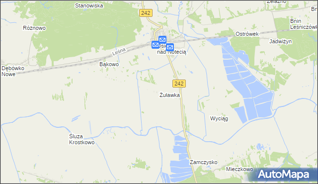 mapa Żuławka gmina Wyrzysk, Żuławka gmina Wyrzysk na mapie Targeo
