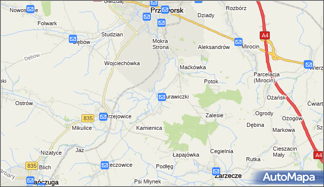 mapa Żurawiczki, Żurawiczki na mapie Targeo