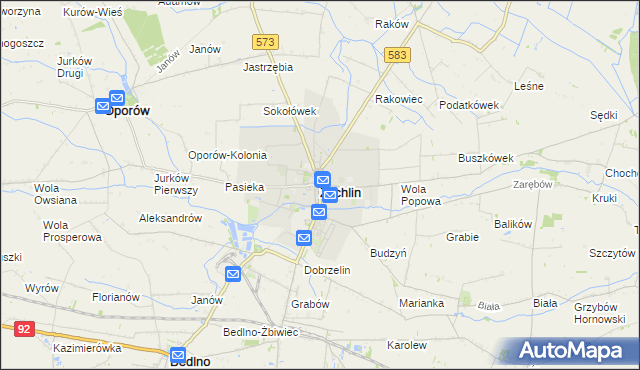 mapa Żychlin powiat kutnowski, Żychlin powiat kutnowski na mapie Targeo
