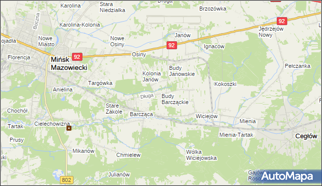 mapa Budy Barcząckie, Budy Barcząckie na mapie Targeo