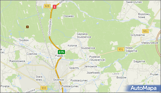 mapa Studzienice gmina Pszczyna, Studzienice gmina Pszczyna na mapie Targeo