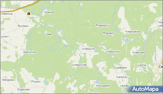 mapa Unieszyno, Unieszyno na mapie Targeo