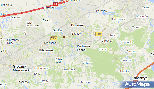 mapa Podkowa Leśna, Podkowa Leśna na mapie Targeo