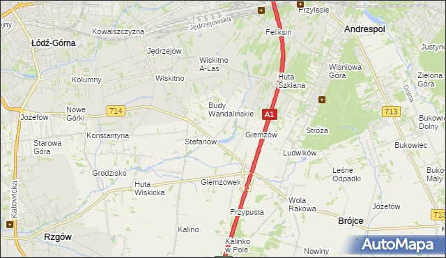 mapa Wandalin gmina Brójce, Wandalin gmina Brójce na mapie Targeo